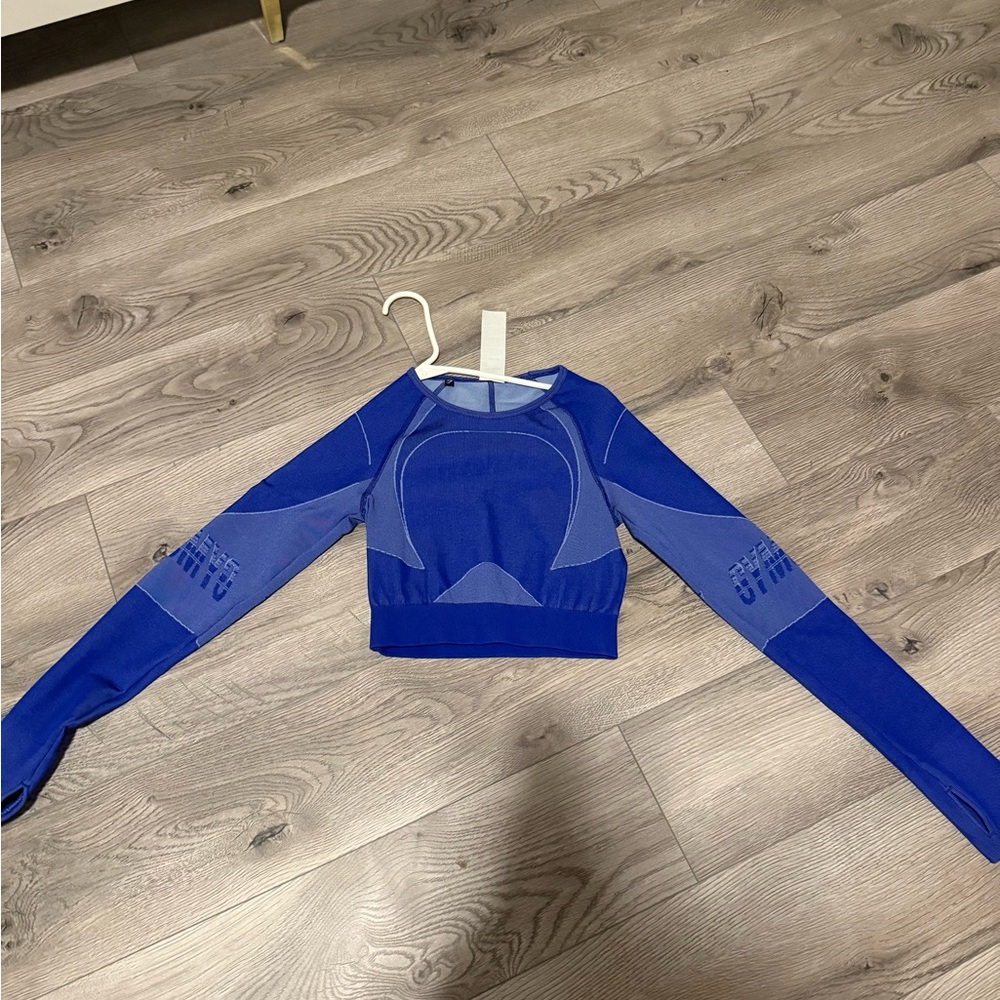 Gymshark Blue and White Crop Top